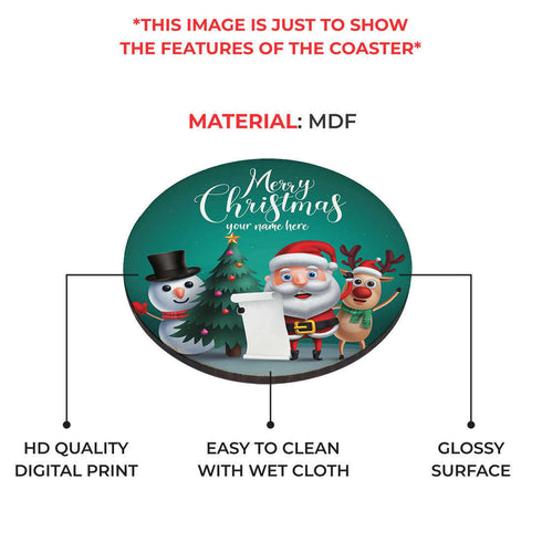 Personalised Merry Christmas MDF Coaster  Set Of 4 - Uncommongifts.in